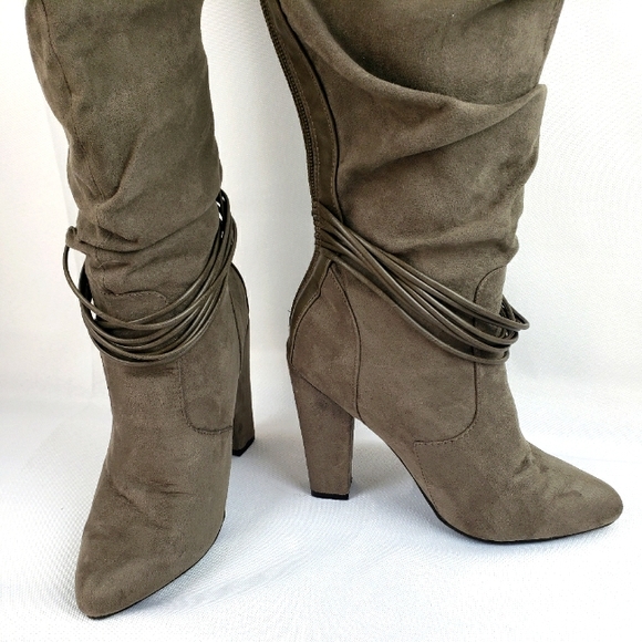 JustFab Taupe microfiber over the knee boots Sz 7  NWOT - Picture 3 of 5